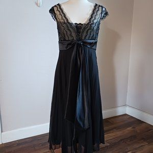 Mac Duggal Couture Silk & Beaded Black Cocktail/Party Dress STUNNING